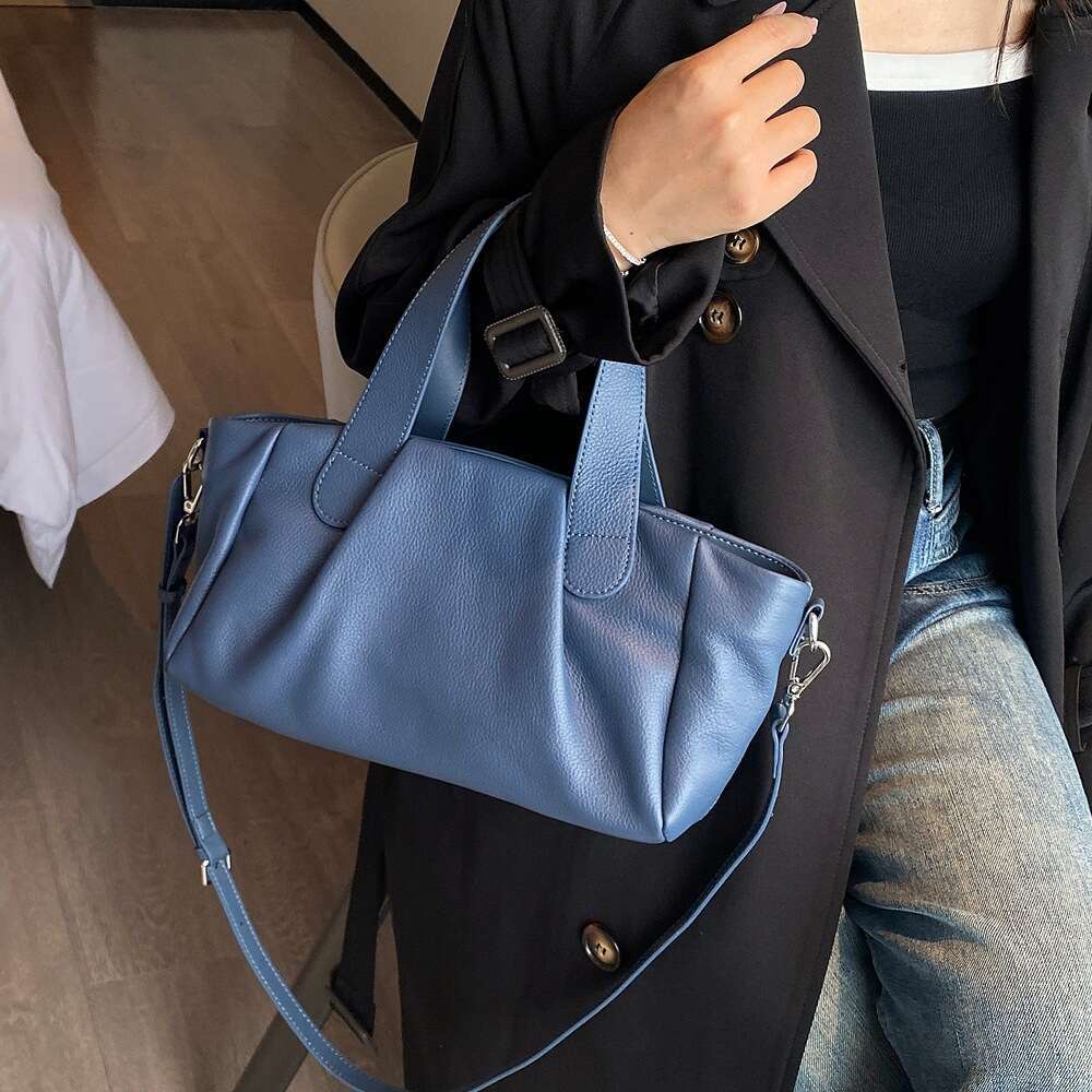 Luxury Shoulder Bags Totes Hobo Natural Cowhide Leather Bag For Women Crossbody New Fashion Handbag Simple Large Capacity Commuter Tote Lazy Style