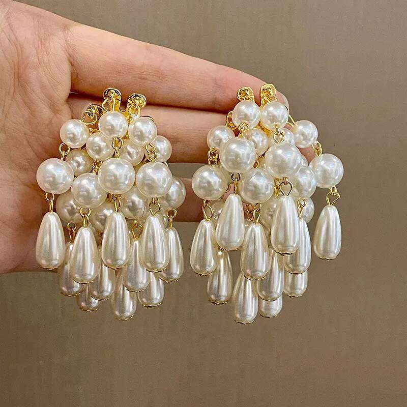 ZAKOL Gorgeous Imitation Pearl Beads Long Tassel Earring for Women Fashion Elegant Wedding Party Jewelry Anniversary Gift