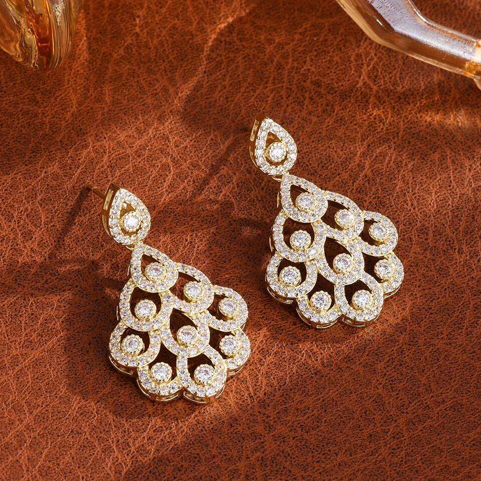 ZAKOL Luxury Geometric Water Chandelier Dangle Drop Earrings for Women Buling Clear Crystal Bridal Earring Jewelry