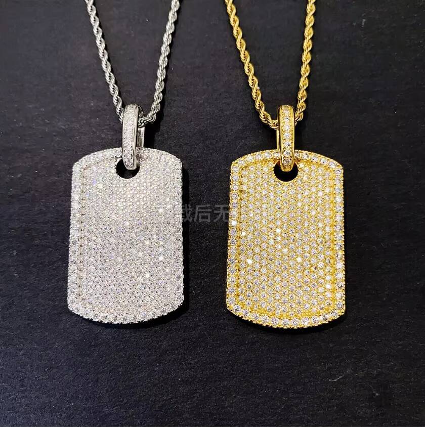 Hip New Hanging Fashion Copper Inlaid MoissaniteVVS square Brand Hip Hop Necklace