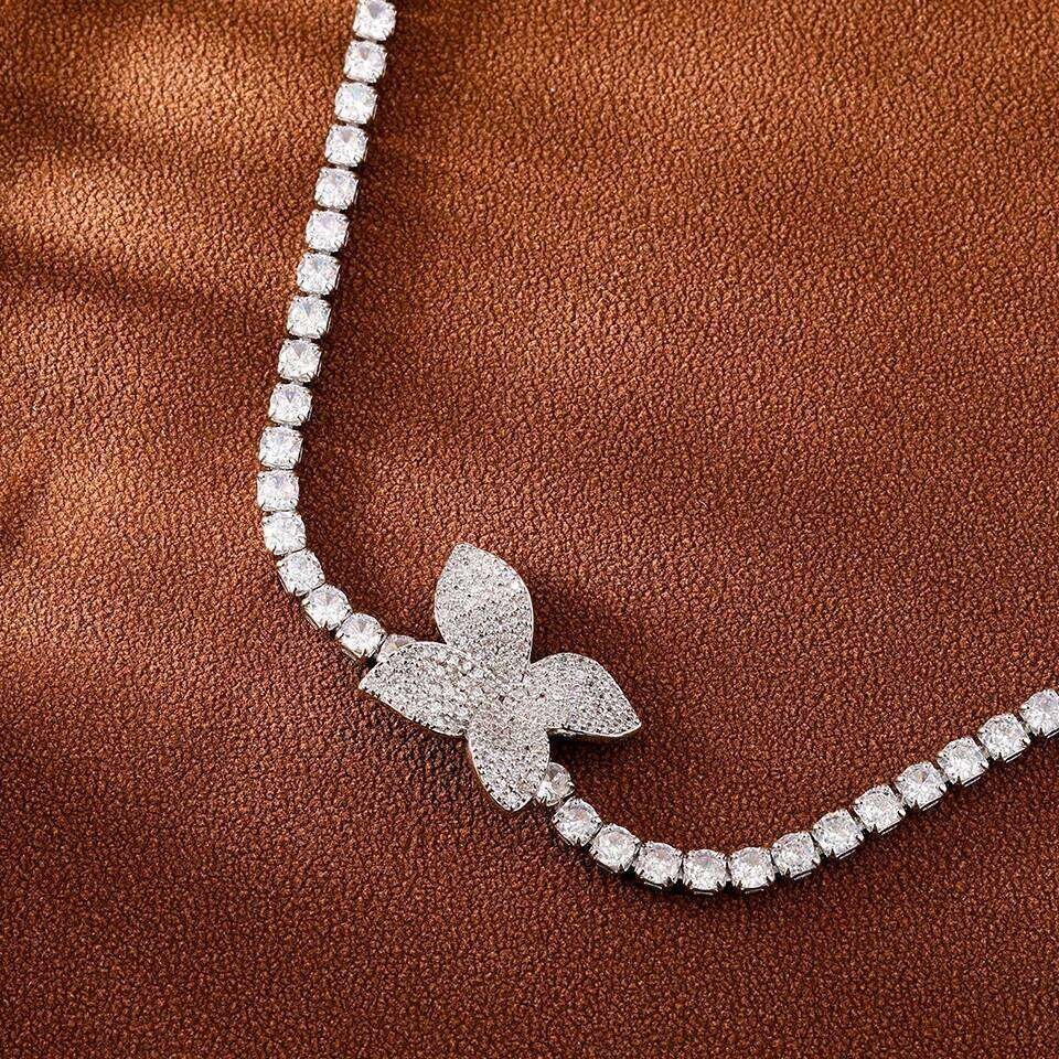 ZAKOL Exquisite Shiny Zirconia Leaf Charming Tennis Necklace for Women Dubai Bridal Unique Wedding Jewelry