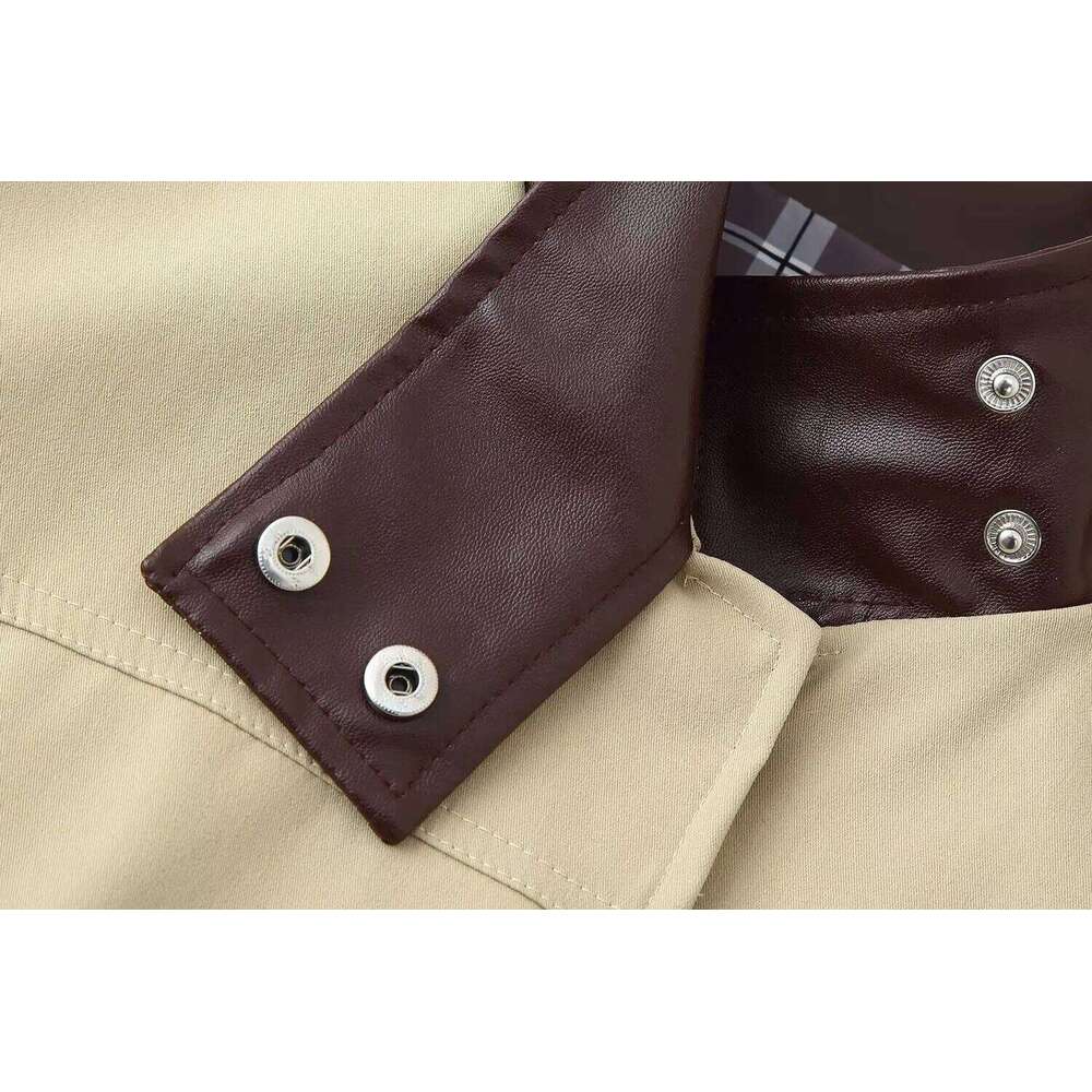 Women Casual Loose Contrast Plaid Inside Stand Collar Jacket 2026 Designer Fashion New Autumn Fashion High Street Coat