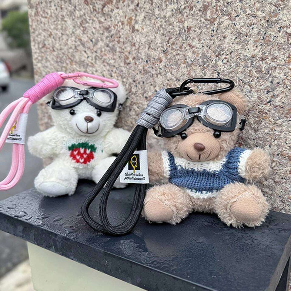 ZAKOL Soft Teddy Bear Keychain With Glasses and Premium Buckle Rope Plush Doll Pendant Cute Bag Car Accessories Girls Gift