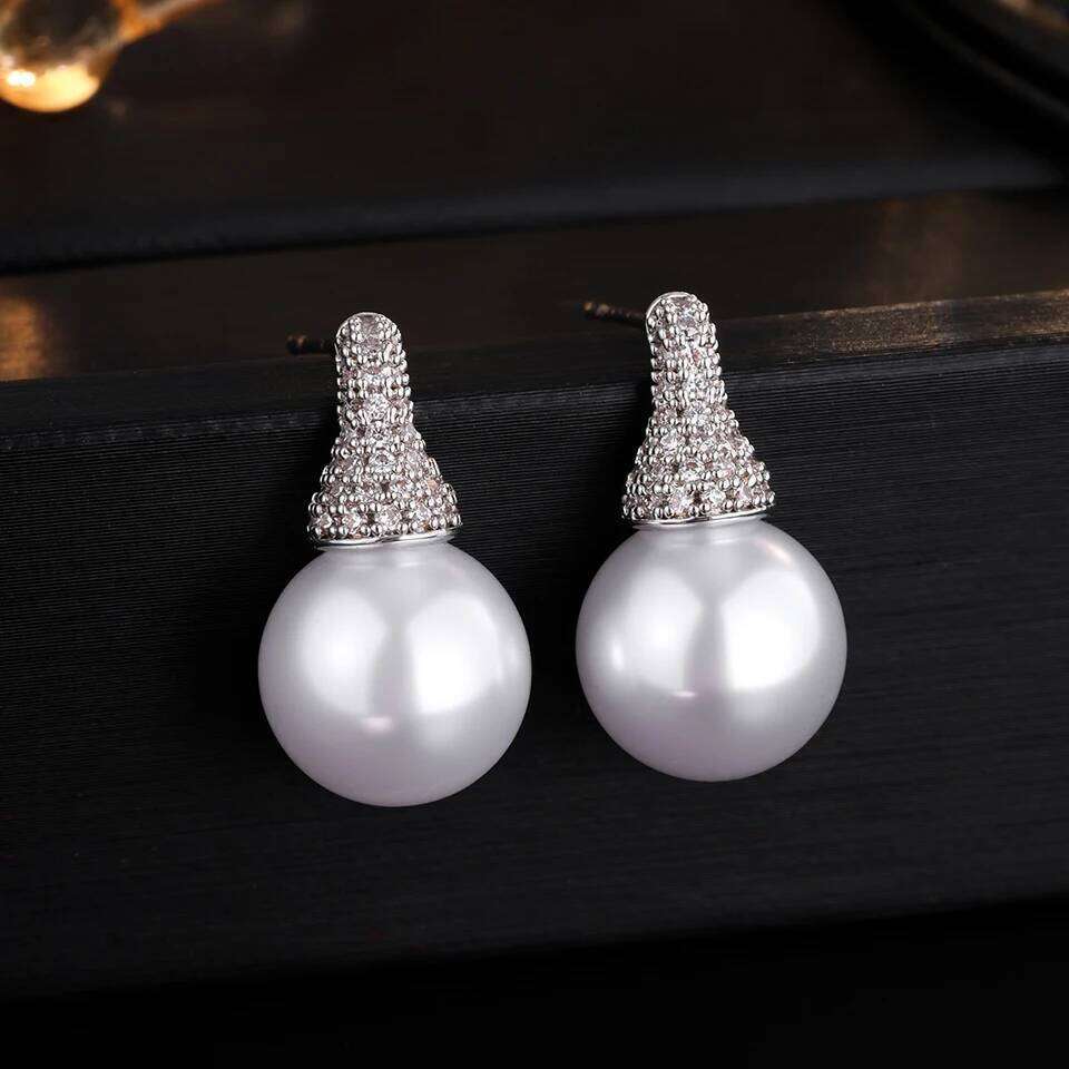 ZAKOL Cute Micro-inlaid Zircon Round Pearls Stud Earrings Simple Fashion Women's Wedding Party Jewelry Wholesale