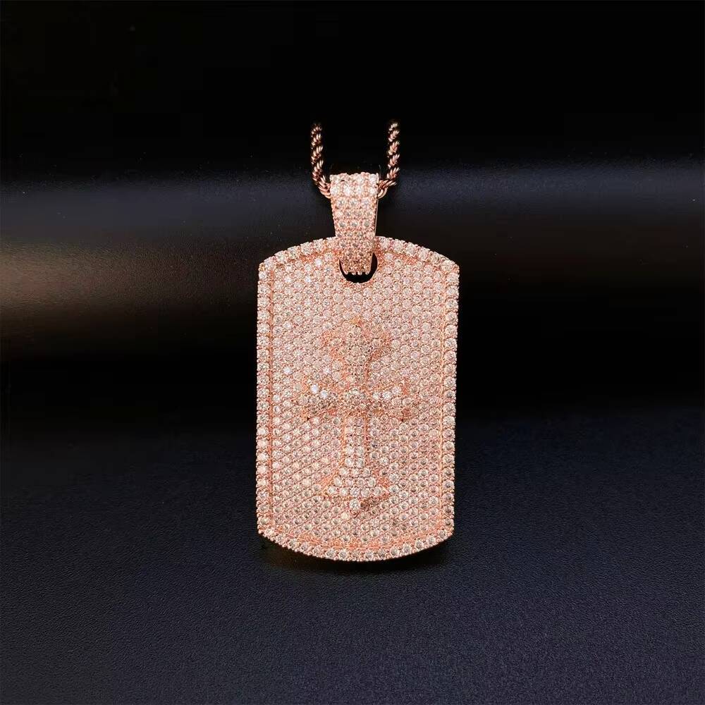 925 Silver VVS Moissanite Hip-hop Fashion Pendant Cross-Border Selling Full Diamond Square Brand Personalized