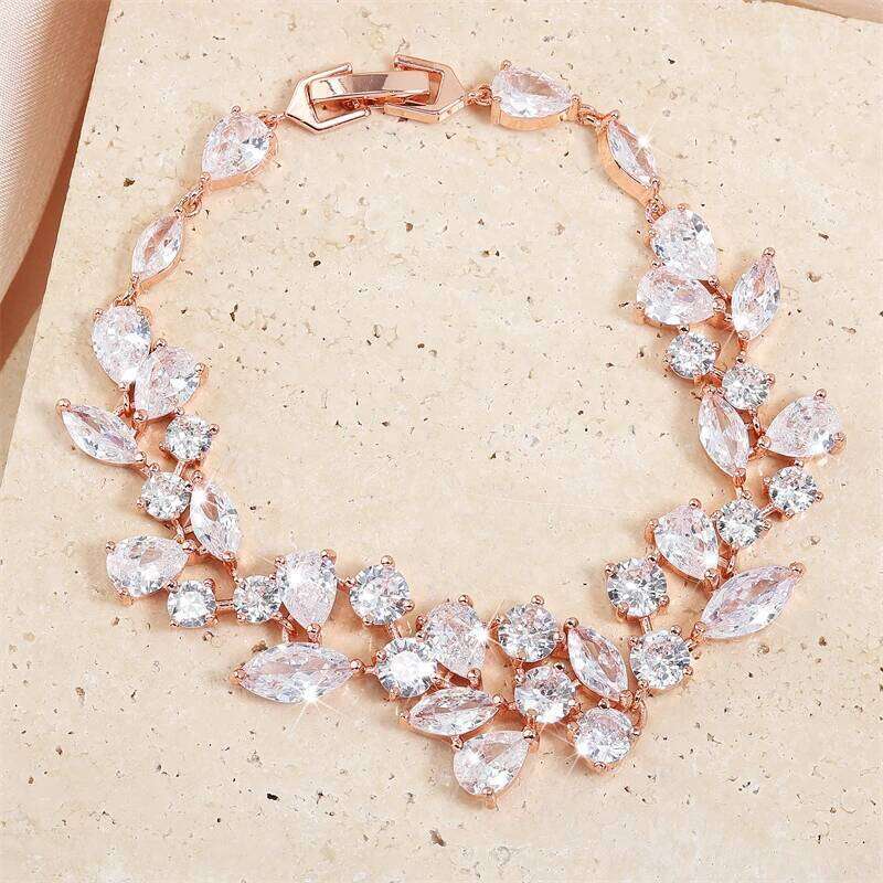 ZAKOL Luxury Shiny AAA CZ Charm Bracelet for Women Elegant Bridal Sliver Color Wedding Jewelry