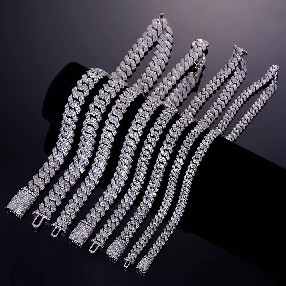 15mm Wholesale Custom Hip Hop Jewelry Iec Out VVS Moissanite Diamond 925 Silver Cuban Link Chain Necklace for Men
