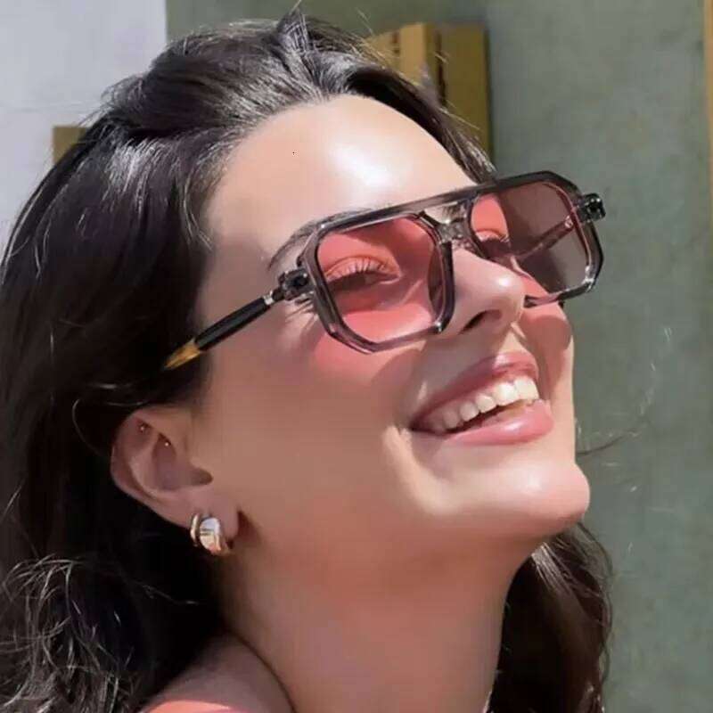 Trendy Design Double Bridge Sunglasses Women's Fashion Leopard Sun Glasses Popular Street Wear Men's Shades Uv400 Eyewear