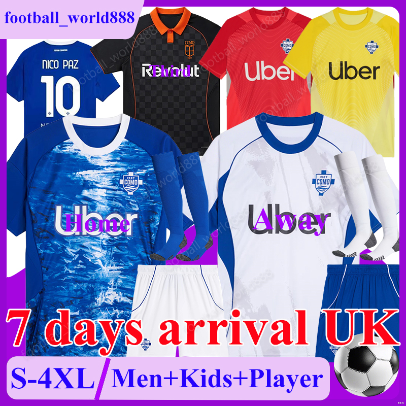 4XL maglia Como 1907 25 26 Soccer Jerseys 3rd DOUVIKAS NICO PAZ 2025 Football Shirts ADDAI JESUS.R PERRONE football kits BATURINA DA CUNHA KEMPF Men Kids Kit Socks Sets