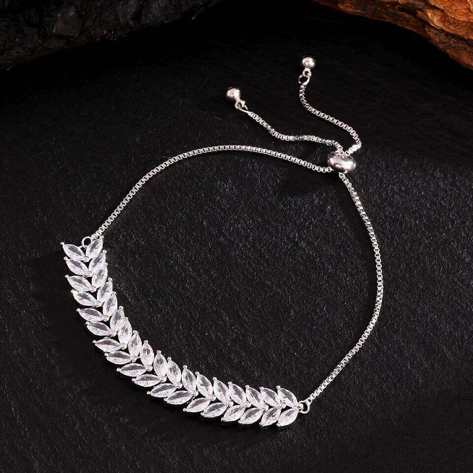 ZAKOL Mariquesa Cubic Zirconia Charm Bracelet for Women Shiny Crystal Adjustable Bracelets Wedding Jewelry Wholesale