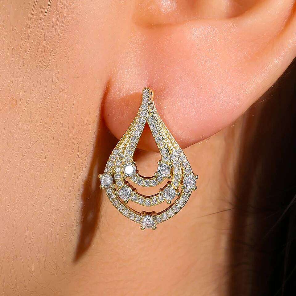 ZAKOL Simple Light Full Zirconia Hollow Water Drop Stud Earrings for Women Shining CZ Wedding Party Jewelry Accessories