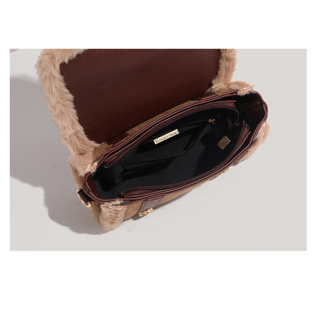 Fashion handbag new plush small square bag shoulder bag fashion tote bag trendy women's bag