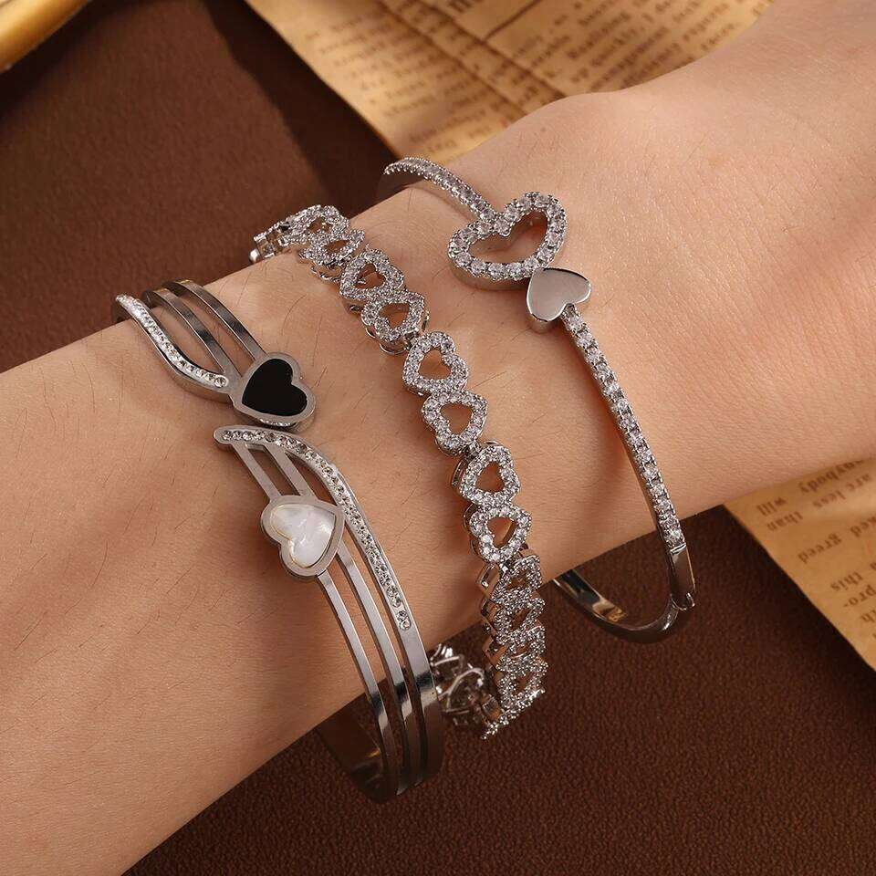 ZAKOL Heart-shaped Design Series Stainless Steel Bracelets for Women Waterproof Fashion Jewelry Gift