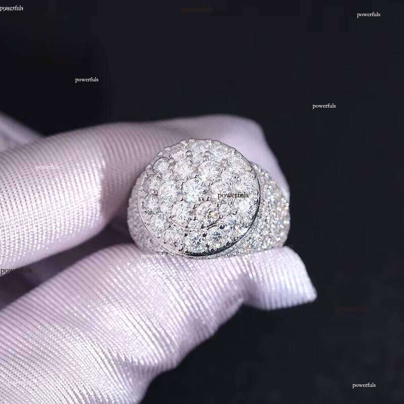 Fashion Diatomaceous Earth Ring 925 Sterling Silver Men's Pass Diamond Tester VVS Ice Fire Jewelry GRA Certificate