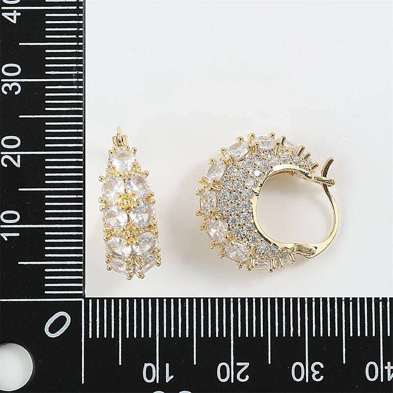 ZAKOL Sparkling Micropaved Zirconia Hoop Earrings Fashion Gold Color U-shaped Earring Party Jewelry