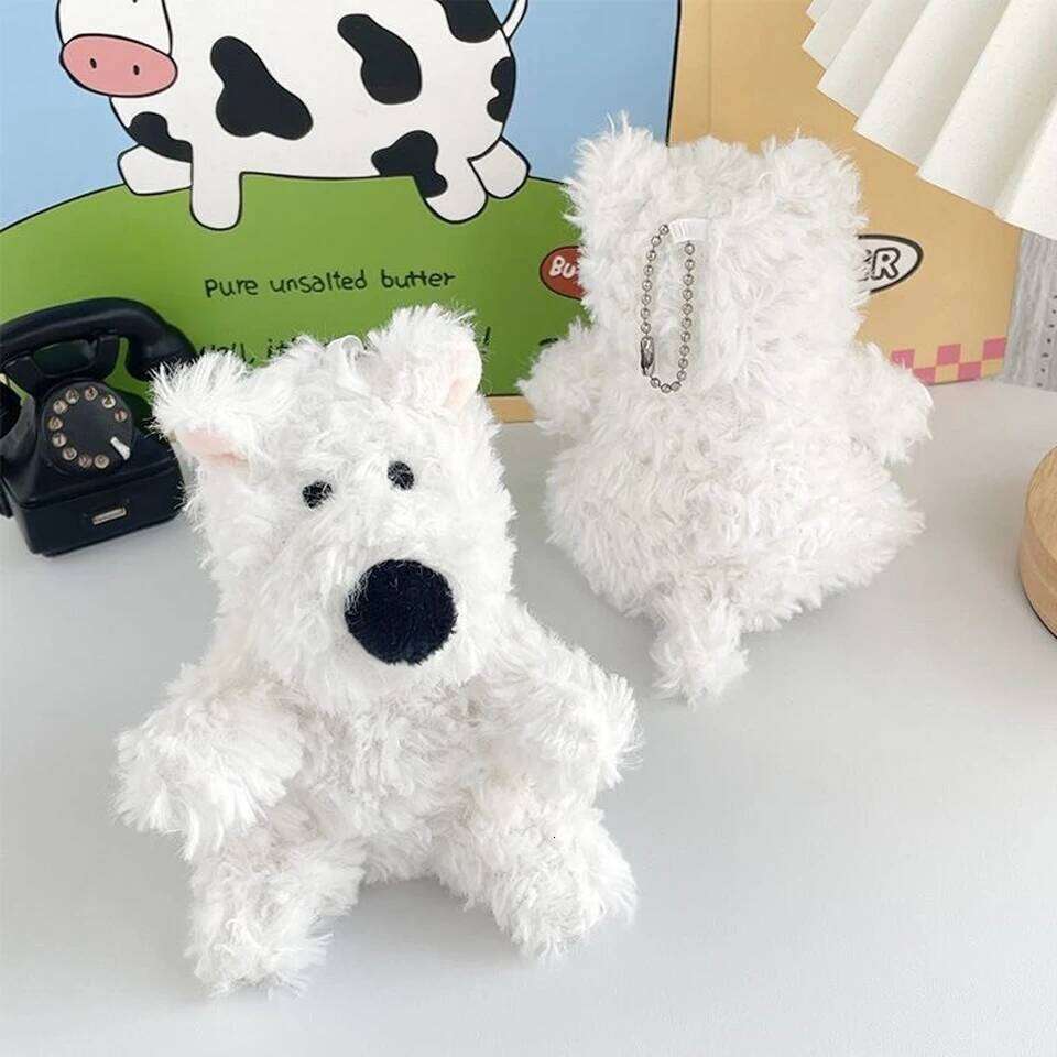 ZAKOL Cute West Highlands Plush Doll Keychain Puppy Cartoon kawaii Pendant Couple Bag Charms Accessories Gift