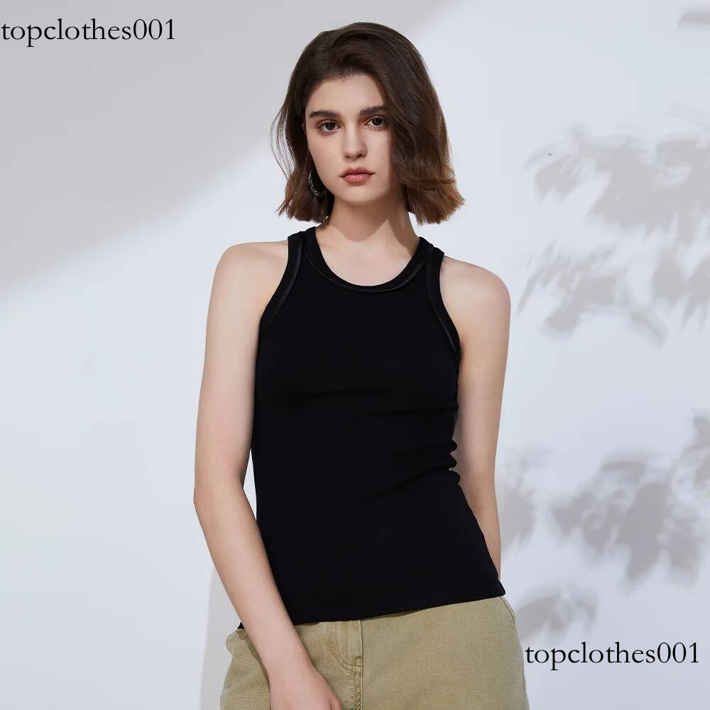 K2268L Luxury Women's Clothing Famous Brand Summer Ladies Clothes High Quality Elastic Cotton Vest Solid Shenzhen