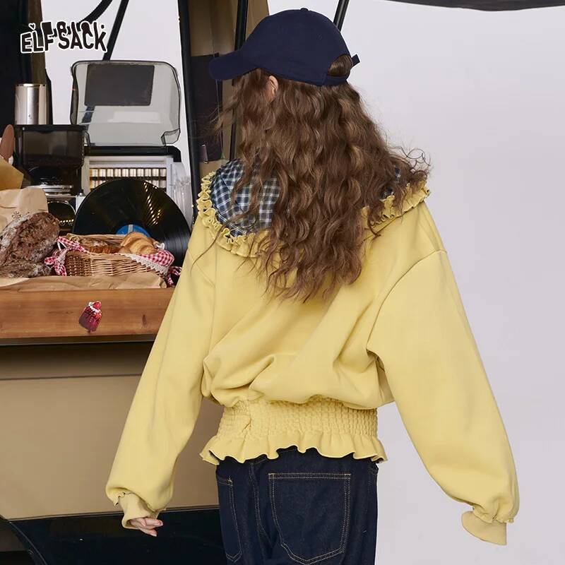 ELFSACK 2025 Autumn New Arrival Y2K Letter Embroidery Hoodie Jacket Miu Style Academic Coat For Woman