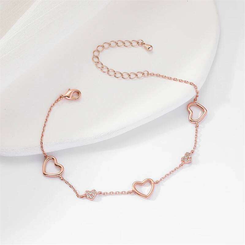 Simple Fashion Hollow Heart Charm Bracelet White Rose Gold Color Link Chain Bracelets Exquisite Party Jewelry 2023 New