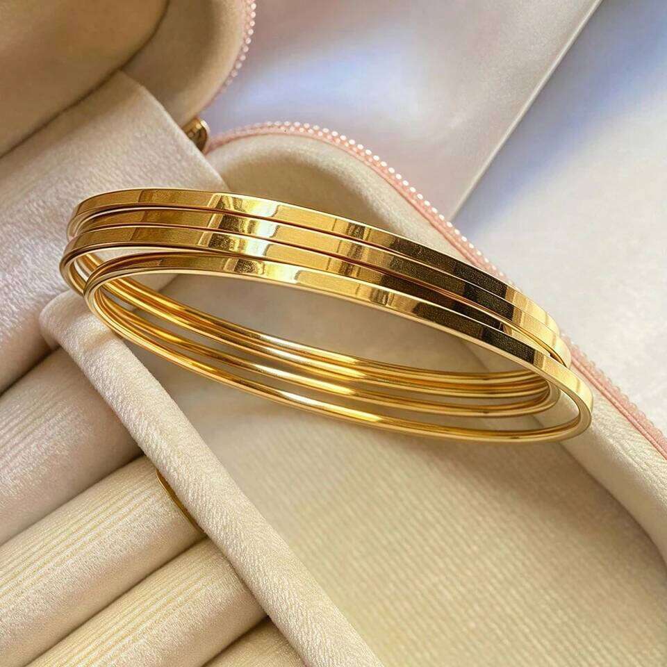 ZAKOL 2mm Width Stainless Steel Smooth Circles Bracelet for Women Minimalist Fashion Waterproof Stackable Jewelry