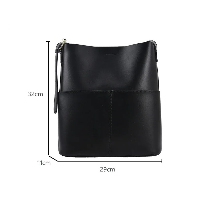 Fashionable Womens Leather Shoulder Bucket Bags Handbags Winter Fall Autumn Femme Casual Sac De Luxe Femme Vintage 251225