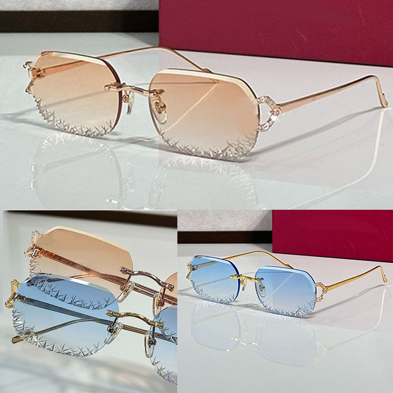 Designer Fashion Lady Gentleman Rectangular Framess Sunglasses CT 0798S Retro Gradient Metal Glasses Vacation Party Style Size 58 18 140