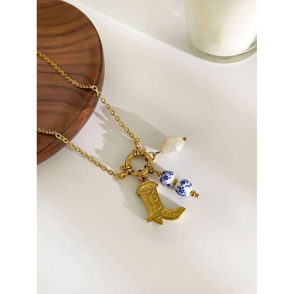 ZAKOL Korean Trendy Stainless Steel Stacked Choker Necklace Set Gold Color Dot Freshwater Pearl Circular Neck Party Jewelry