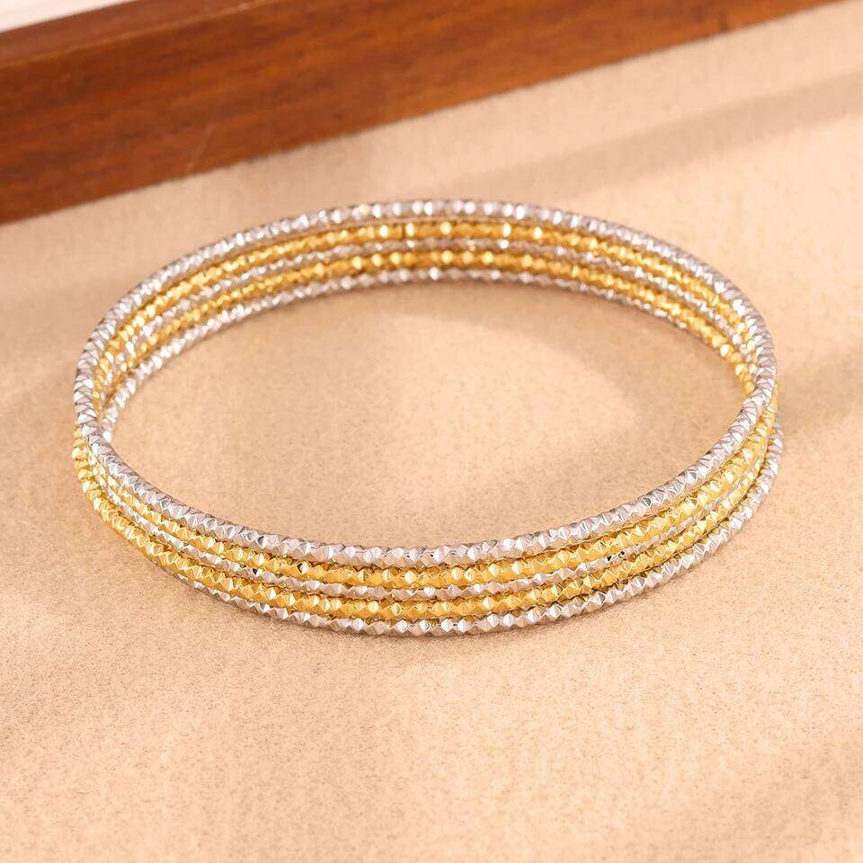 ZAKOL 5pcs/set Gorgeous Stainless Steel Thin Bracelet Set Slivery/Golden Non-fading Stacked Bangle Versatile Jewelry Gift