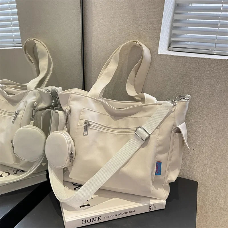 Simplicity Oxford Canvas Composite Shoulder Bag Solid Color Versatile Lazy Style Crossbody Bag Large Capacity Tote Bag251222