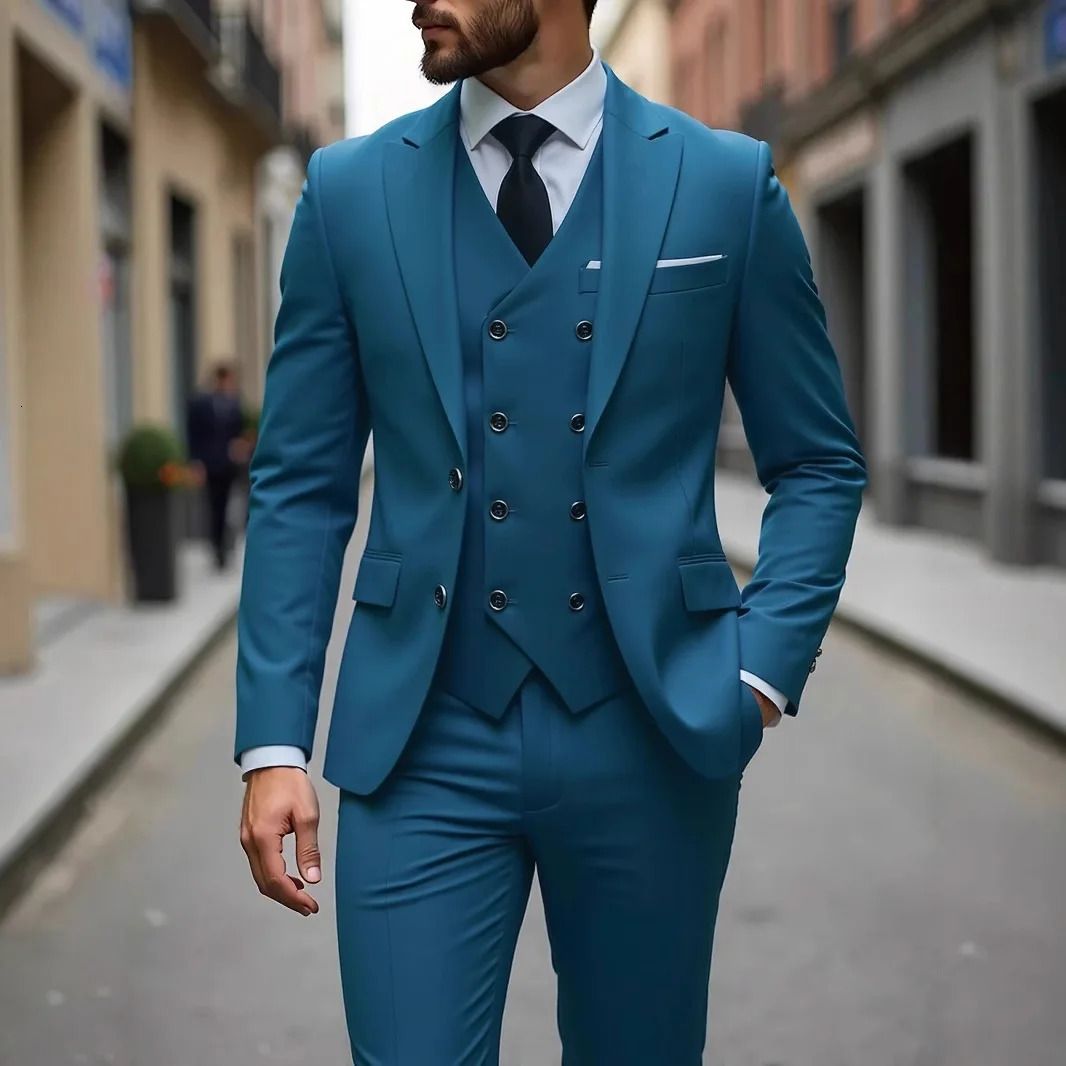 Classic Wedding Tuxedos Slim Fit Bridegroom For Men 3 Pieces Groomsmen Suit Male Formal Business Men SuitsJacketVestPants 251217