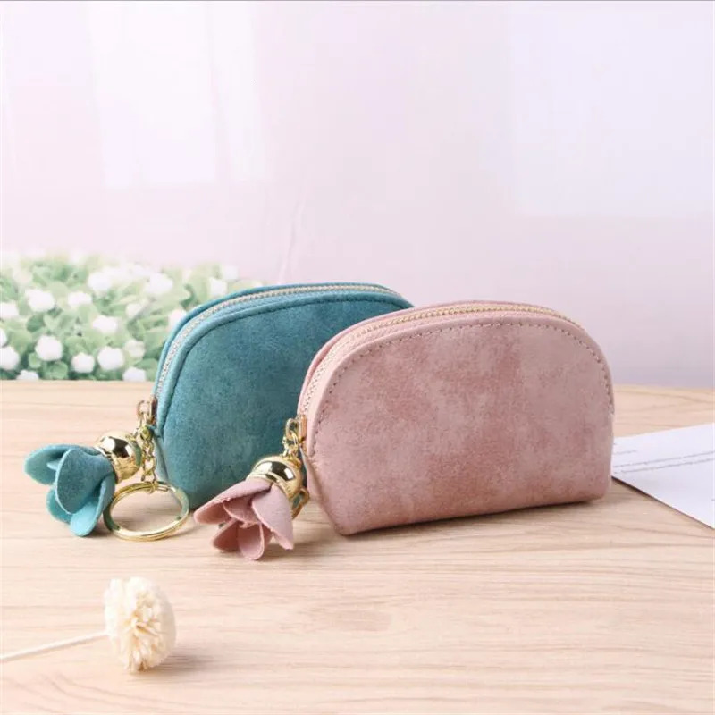 Fashion Ladies PU Leather Mini Wallet Card Key Holder Zip Coin Purse Floral Pendant Clutch Small Handbag Bag 251226 Y260206