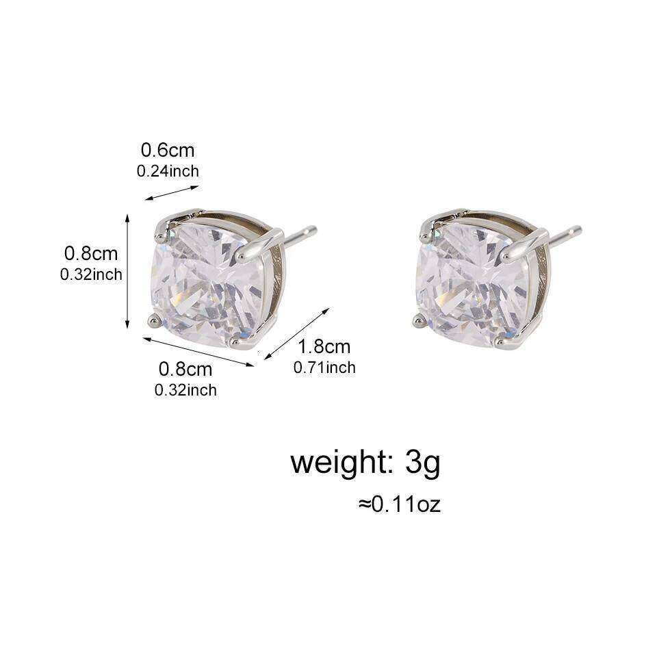 ZAKOL Luxury Square Cubic Zirconia Stud Earrings for Women Girls Shiny Zircon Wedding Accessories Versatile Lady Jewelry
