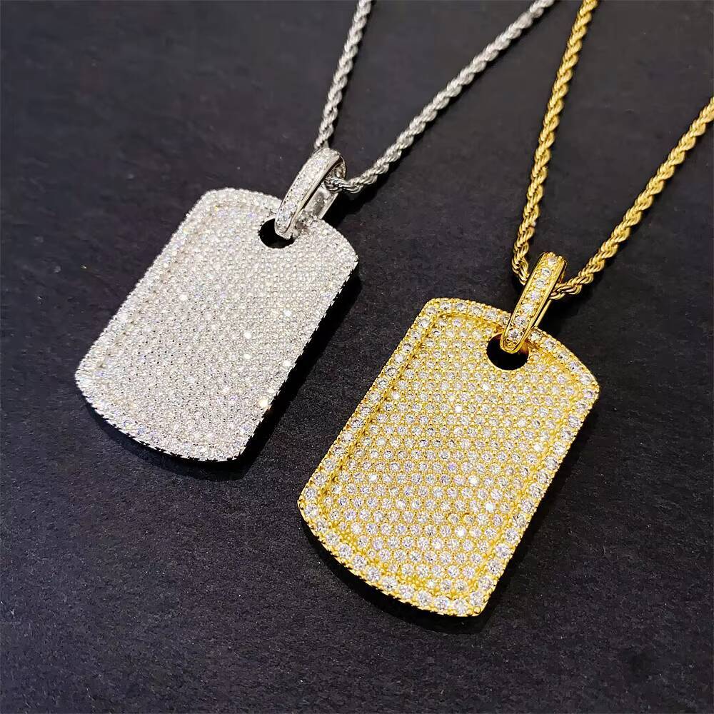 Factory Ready to Ship 925 Sterling Silver 925 Silica Pendant Rope Chain Trendy Hip Hop Style Tagged Chilled Pendant Jewelry