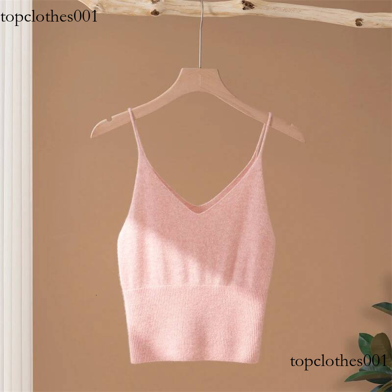 Women's High-Quality 100% Pure Cashmere Camisole Vest Knitted Inner T-Shirt Solid Color Suitable for All Seasons