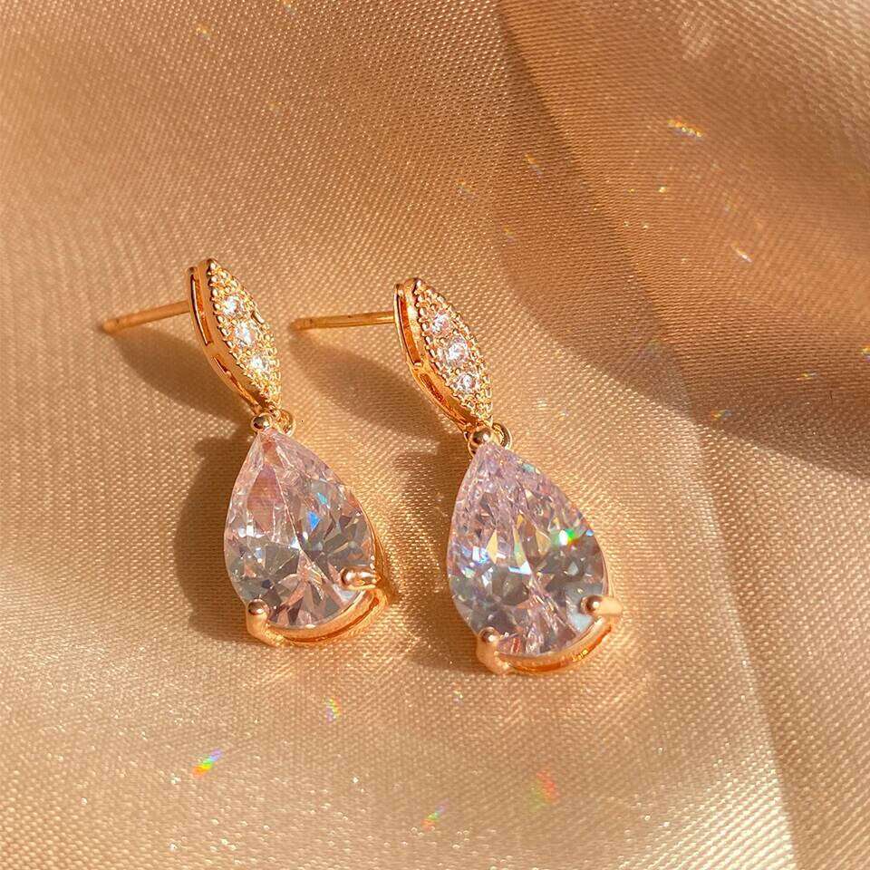 ZAKOL Classic AAA Cubic Zirconia Water Drop Dangle Earrings Shiny Clear Crystal Bridal Wedding Jewelry Wholesale