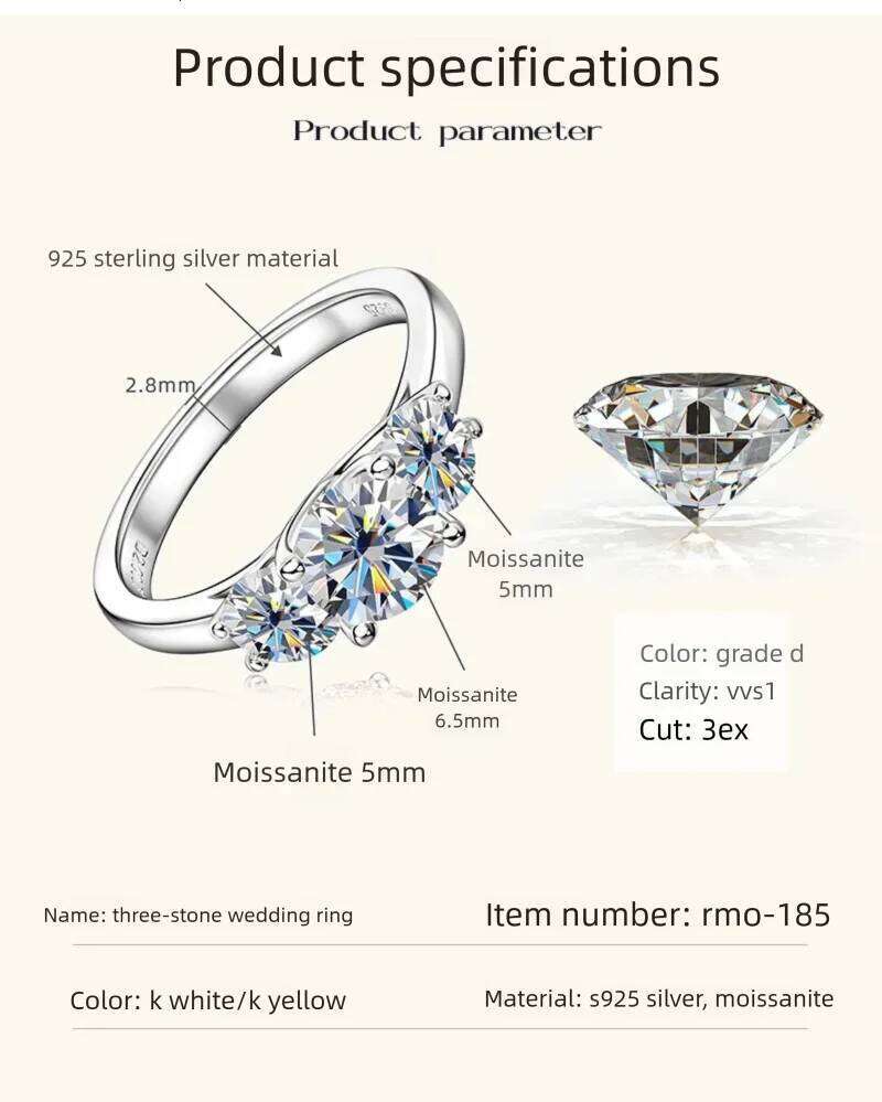 1CT D Color Moissanite Engagement Ring for Women 925 Sterling Silver Gold Plated Solitaire Rings Wholesale 708