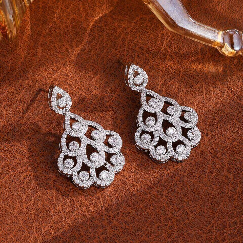 ZAKOL Luxury Geometric Water Chandelier Dangle Drop Earrings for Women Buling Clear Crystal Bridal Earring Jewelry