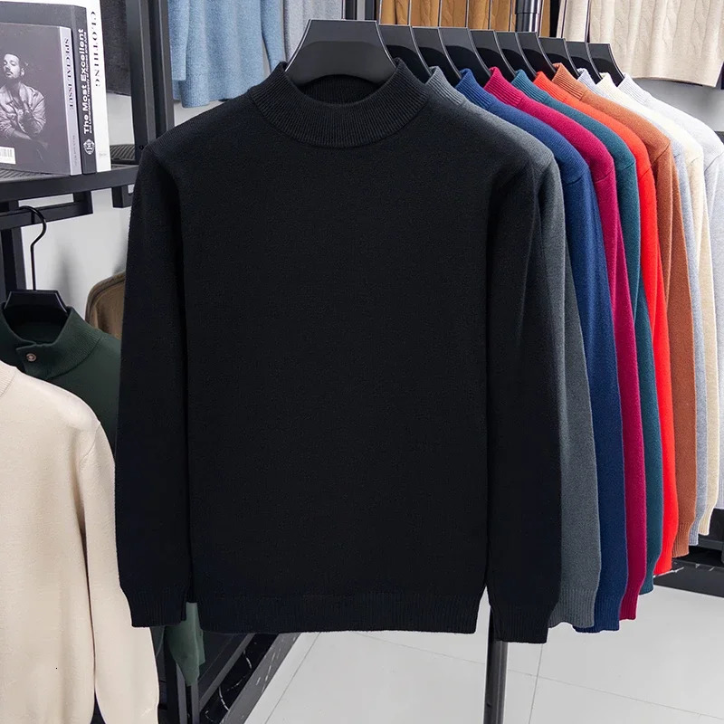 Half Turtleneck Knitwear Sweater Autumn/Winter Mock Neck Sweatshirts Solid Color Pullovers Man Casual Mens Clothing 251223CJ