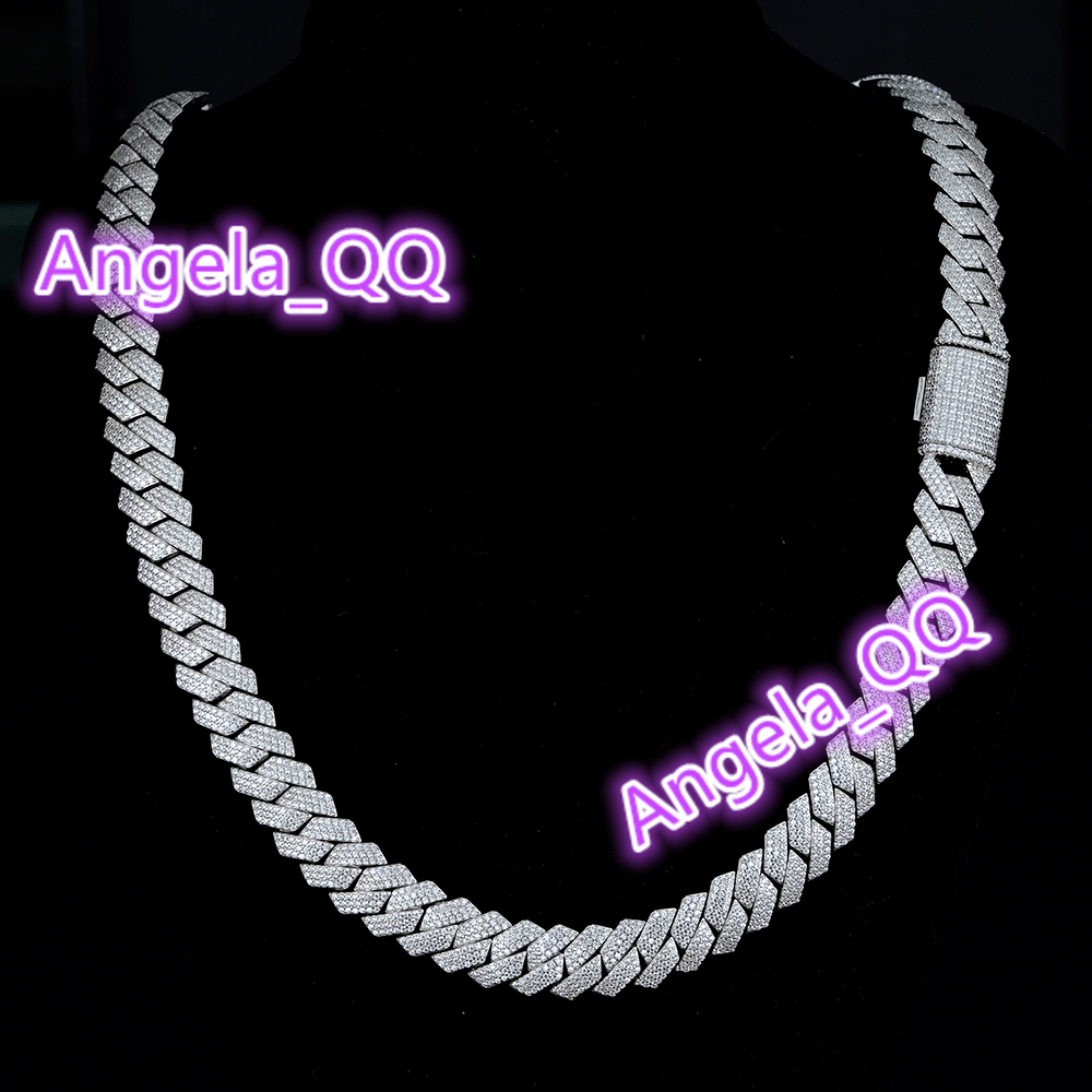 15mm Wholesale Custom Hip Hop Jewelry Iec Out VVS Moissanite Diamond 925 Silver Cuban Link Chain Necklace for Men