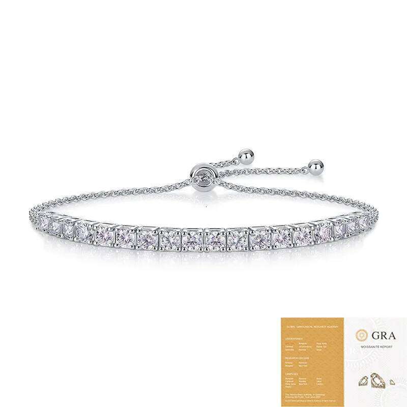 925 Sterling Silver Moissanite Bracelet 3/4/5mm D VVS1 Diamond with GRA for Women Sparkling Wedding Party Fine Jewelry aef