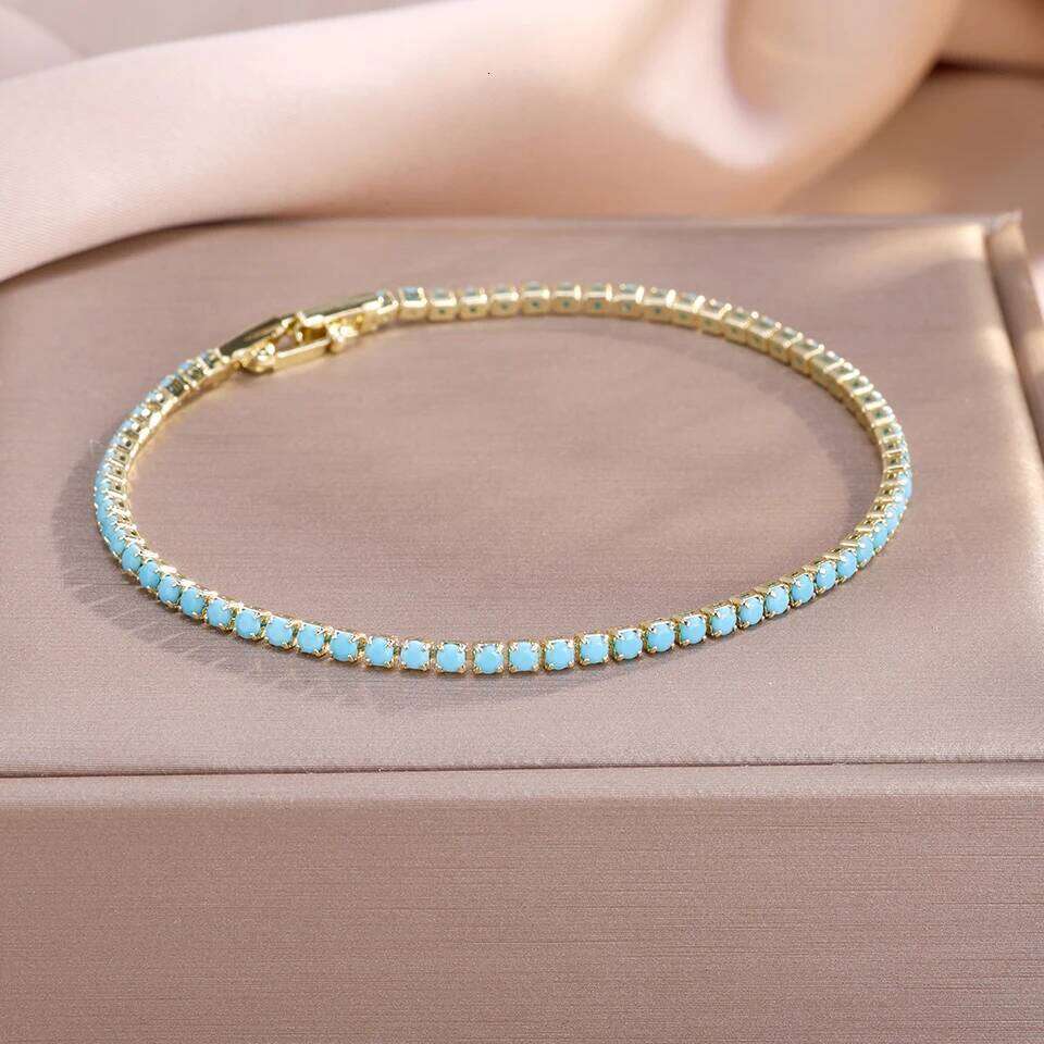 ZAKOL Fashion Simple Blue Turquoise CZ Stacked Tennis Bracelets for Women Men Niche Design Perfect Jewelry Gift Wholesale