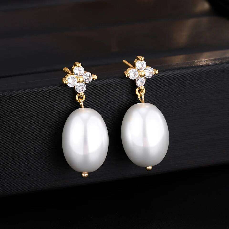 ZAKOL New Exquisite Zircon Oval Pearls Drop Dangle for Women Elegant Bridal Earrings Wedding Jewelry