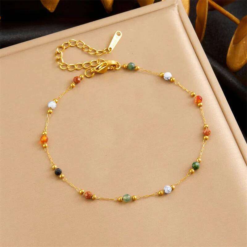 ZAKOL 316L Stainless Steel Natural Colored Beads Necklace Bracelet Bohemian Trend Non-fading Colorful Jewelry Set Gift