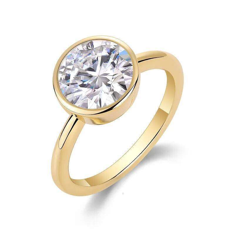 3.0CT 9mm D Color Moissanite Engagement Ring for Women 925 Sterling Silver Gold Plated Solitaire Rings Wholesale b3d