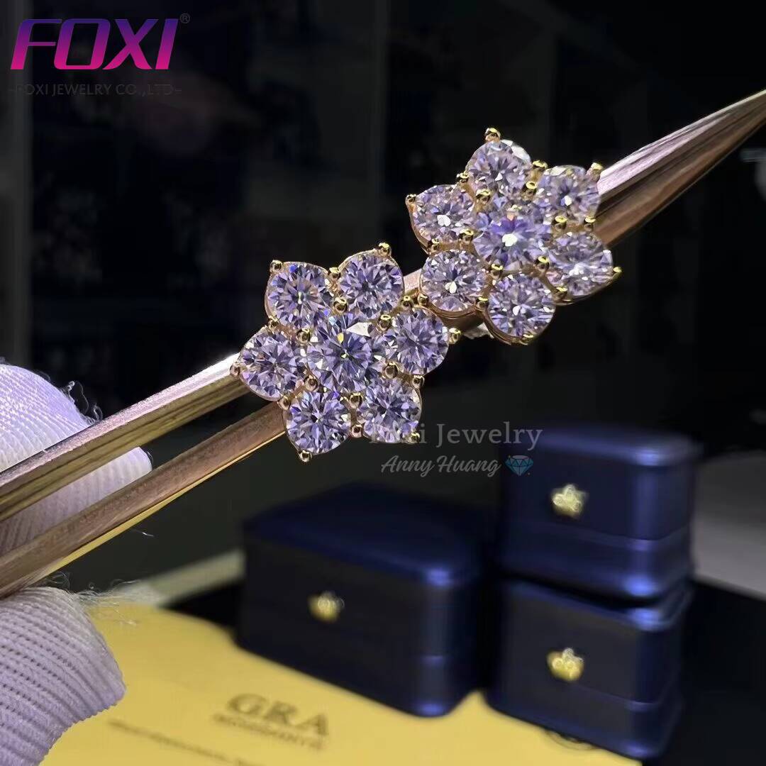 Best Selling Screw Back Flower Moissanite Stud Earrings Solid 925 Silver D Color Cluster VVS Moissanite Diamond Earrings Men GRA