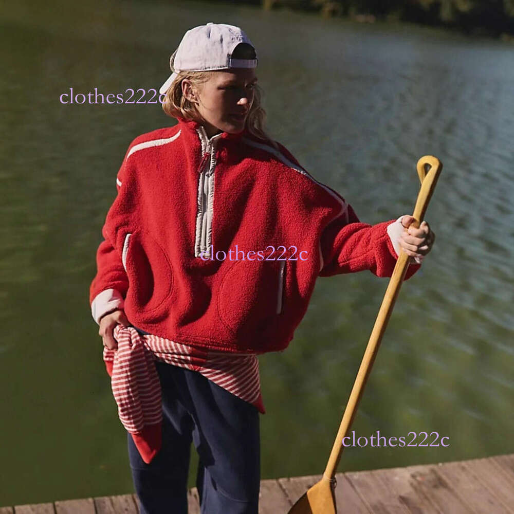 Autumn Winter Casual Sports Women's Clothing Color-Block Long Sleeve Stand Collar Fleece Half-Zip Pullover Sweatshirt Luanyun