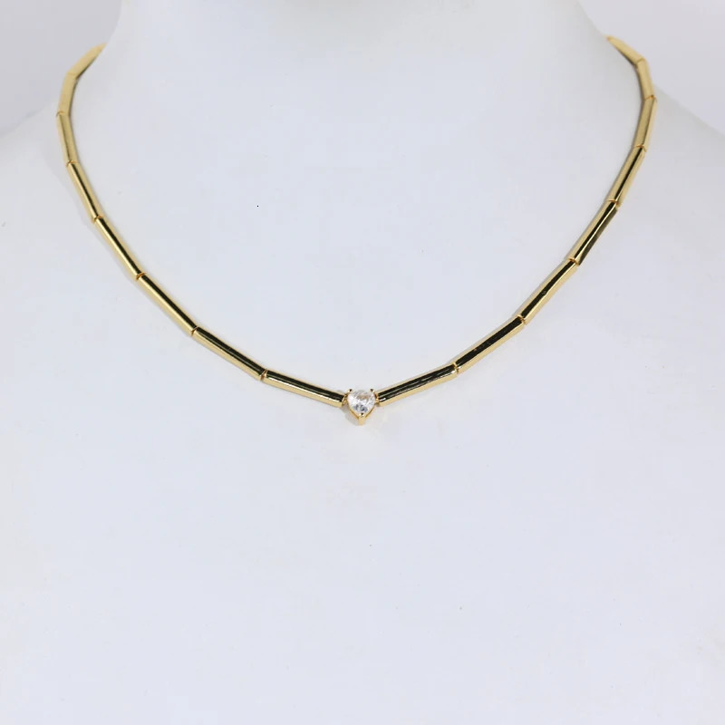 Arrived Women Choker Geometric Bar Link Chain Single 5A Heart Cubic Zirconia CZ Sparking Necklace Fashion 251223