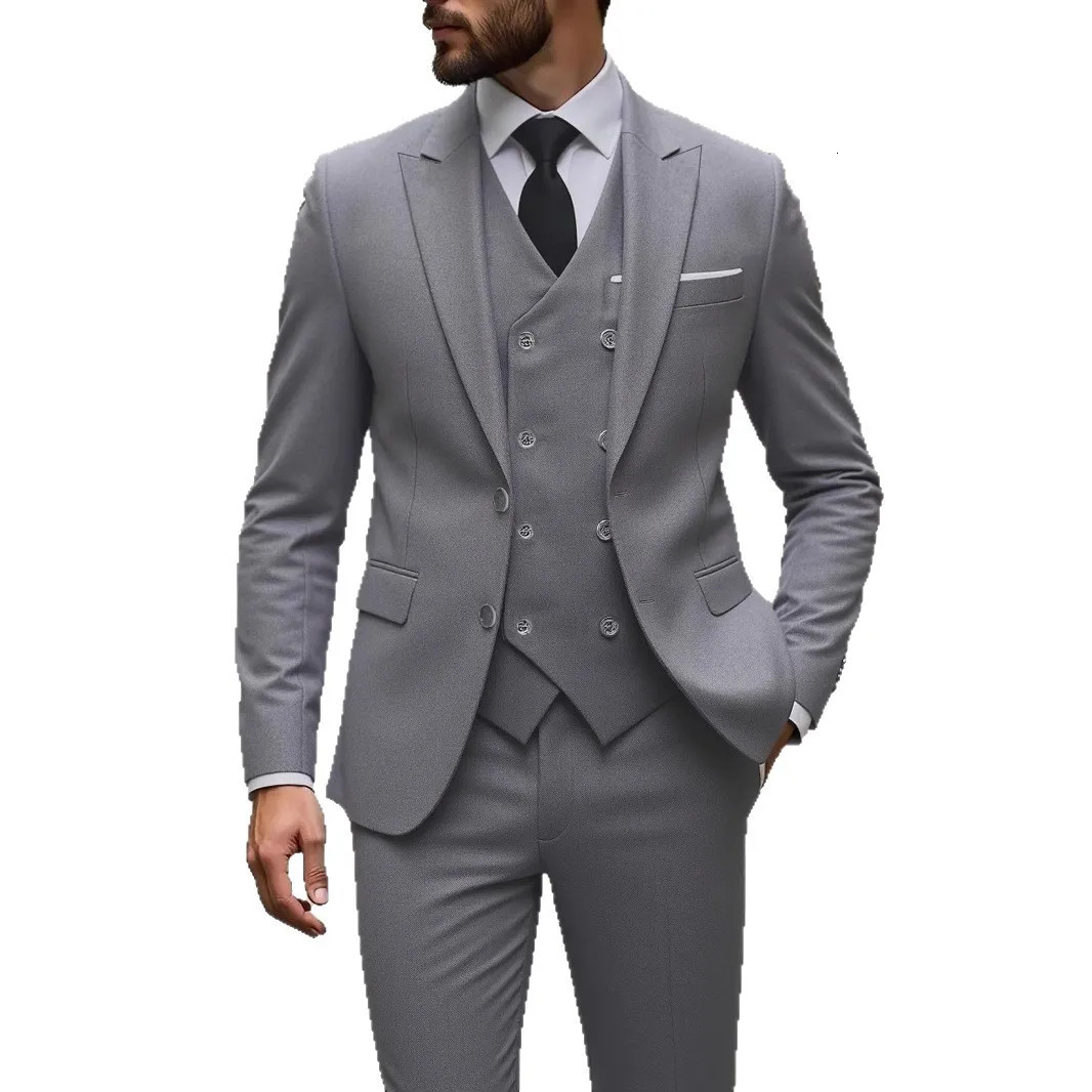 Classic Wedding Tuxedos Slim Fit Bridegroom For Men 3 Pieces Groomsmen Suit Male Formal Business Men SuitsJacketVestPants 251217