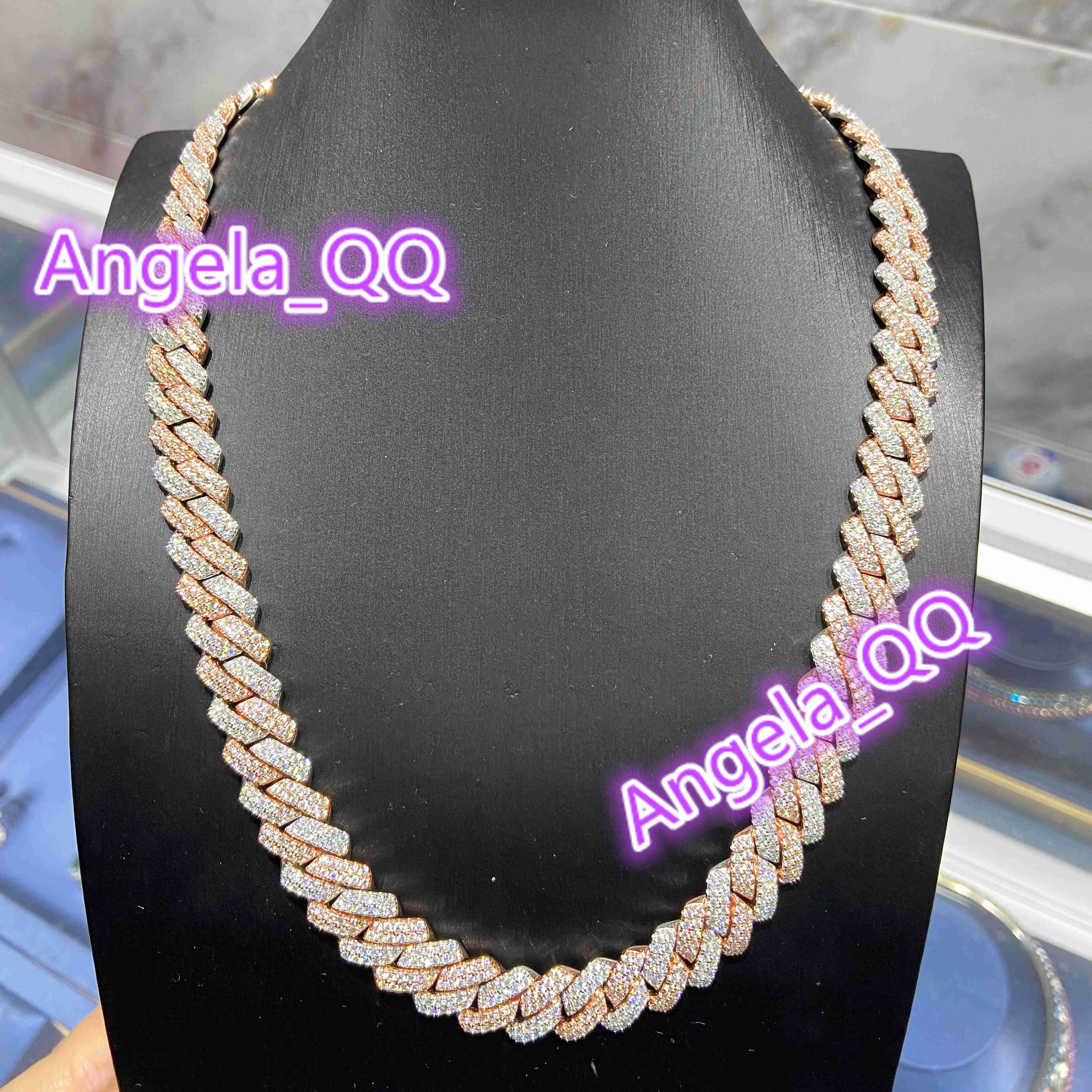 Cadermay Customized Fashion Hip Hop Jewelry 925 Silver 15mm 2 Rows Iced Out Moissanite Cuban Necklace Chain for Rapper Men