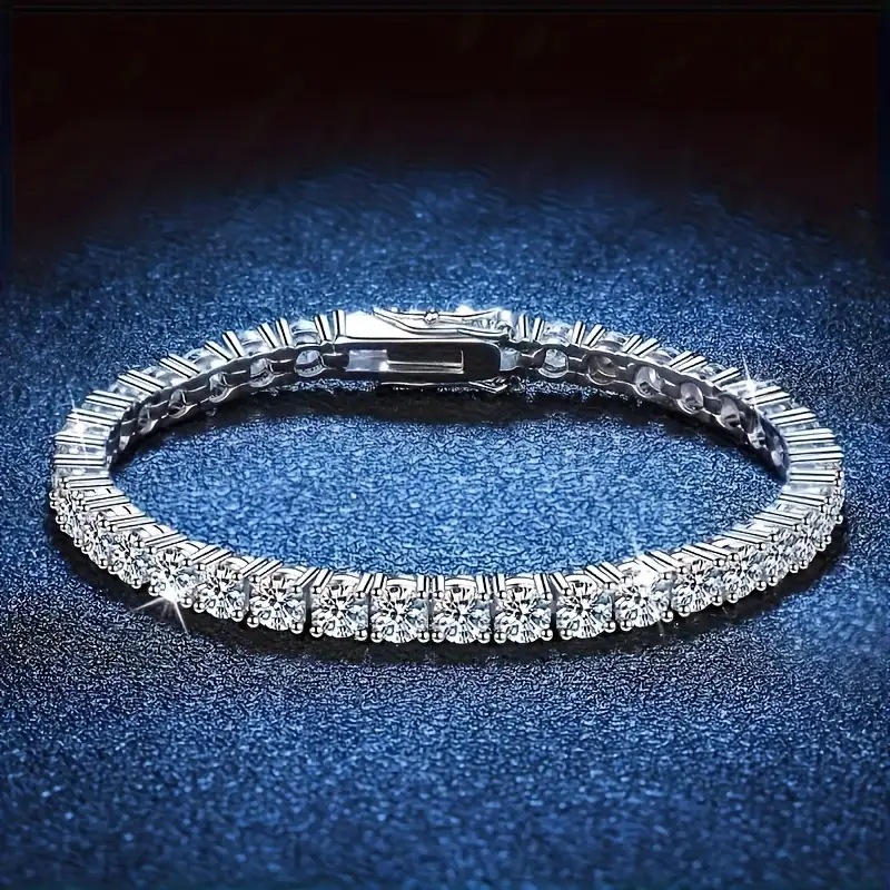 Luxury Brand Designer Jewelry European And American Popular Tennis Bracelet Unisex Accessories S925 Plated Full Diamond Super Shiny Tennis Chain Desig